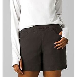 Prana Halle E-Waist Short II Women's 2 Dark Iron 5" Inseam Relaxed Fit Mid Rise